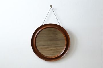 北欧ビンテージ　デンマーク　Pedersen & Hansen製　シンプルなデザインで取り入れやすい壁掛け鏡(ウォールミラー、吊り鏡、ヴィンテージ)(R-080806)