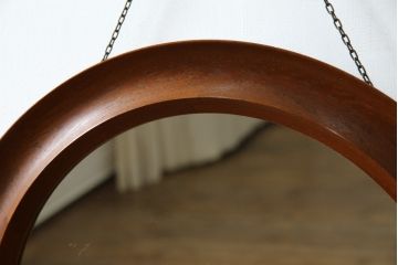 北欧ビンテージ　デンマーク　Pedersen & Hansen製　シンプルなデザインで取り入れやすい壁掛け鏡(ウォールミラー、吊り鏡、ヴィンテージ)(R-080806)
