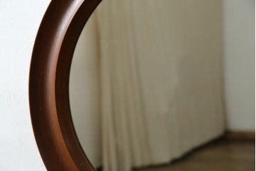 北欧ビンテージ　デンマーク　Pedersen & Hansen製　シンプルなデザインで取り入れやすい壁掛け鏡(ウォールミラー、吊り鏡、ヴィンテージ)(R-080806)