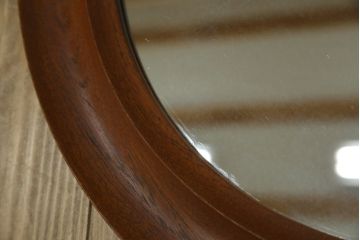 北欧ビンテージ　デンマーク　Pedersen & Hansen製　シンプルなデザインで取り入れやすい壁掛け鏡(ウォールミラー、吊り鏡、ヴィンテージ)(R-080806)