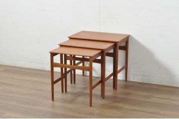 デンマークビンテージ　Hans J Wegner(ハンス・J・ウェグナー)　ANDREAS TUCK(アンドレアス・タック)　チーク材　北欧ならではの洗練されたデザインが素敵なAT-40ネストテーブル(サイドテーブル、カフェテーブル、コーヒーテーブル、ローテーブル、花台、飾り台、ヴィンテージ)(R-080807)