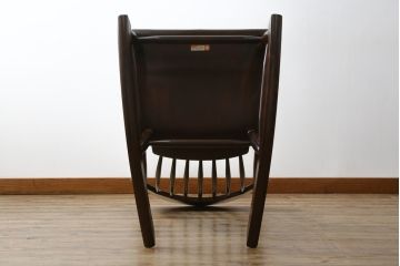 中古　美品　希少な廃盤品!!　松本民芸家具　贅沢なくつろぎのひとときを堪能できるG型ロッキングチェア(椅子、イス、板座チェア、アームチェア)(R-080812)