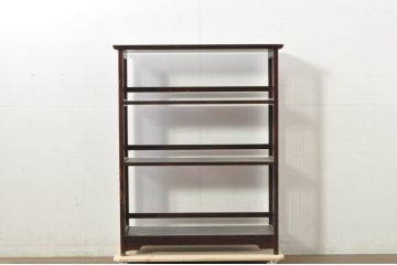 中古　美品!!　九州民芸家具　樺(カバ)材　格子デザインが和モダンな印象を高める飾り棚(本棚、オープンラック、書棚、ブックシェルフ、店舗什器)(R-080815)