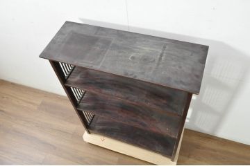 中古　美品!!　九州民芸家具　樺(カバ)材　格子デザインが和モダンな印象を高める飾り棚(本棚、オープンラック、書棚、ブックシェルフ、店舗什器)(R-080815)
