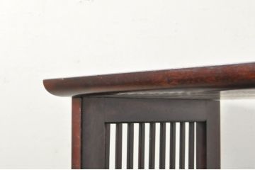 中古　美品!!　九州民芸家具　樺(カバ)材　格子デザインが和モダンな印象を高める飾り棚(本棚、オープンラック、書棚、ブックシェルフ、店舗什器)(R-080815)