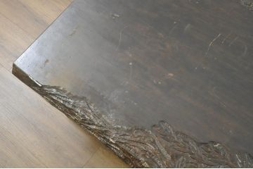 和製ビンテージ　日光彫り　なかむら好一作(中村好一)　一枚板　咲き誇る梅の彫刻が見事な座卓(ローテーブル、リビングテーブル、センターテーブル、ヴィンテージ)(R-080816)