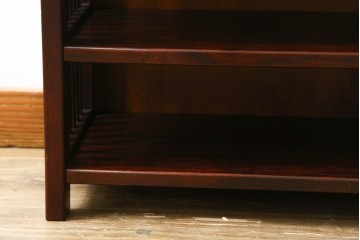 中古　美品　九州民芸家具　格子デザインがモダンな小振りの飾り棚　(R-080817)