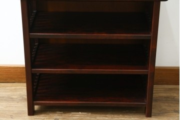 中古　美品　九州民芸家具　格子デザインがモダンな小振りの飾り棚　(R-080817)