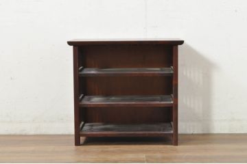 中古　美品　九州民芸家具　格子デザインがモダンな小振りの飾り棚(ディスプレイラック、収納棚、陳列棚)(R-080817)