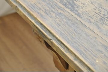 フランスアンティーク　美品!!　特大　挽き物の脚が素敵なアクセント!パイン材とニレ(楡)材の引き出し付きテーブル(サイドテーブル、作業台、ワークデスク、在宅用、在宅ワーク用、展示台、飾り台、店舗什器)(R-080822)
