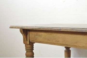 フランスアンティーク　美品!!　特大　挽き物の脚が素敵なアクセント!パイン材とニレ(楡)材の引き出し付きテーブル(サイドテーブル、作業台、ワークデスク、在宅用、在宅ワーク用、展示台、飾り台、店舗什器)(R-080822)