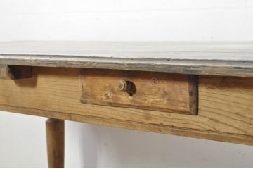 フランスアンティーク　美品!!　特大　挽き物の脚が素敵なアクセント!パイン材とニレ(楡)材の引き出し付きテーブル(サイドテーブル、作業台、ワークデスク、在宅用、在宅ワーク用、展示台、飾り台、店舗什器)(R-080822)