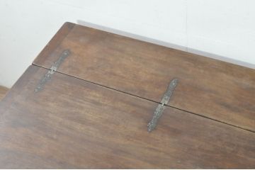 フランスアンティーク　希少な作り　バーチ材　ロートアイアンと天板のヒンジ金具が素敵なバタフライテーブル(サイドテーブル、エクステンションテーブル、2人掛け、4人掛け、作業台)(R-080825)