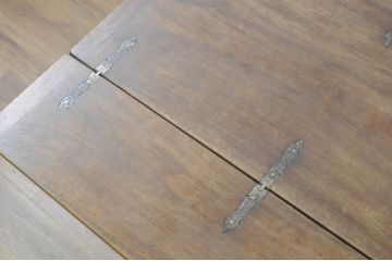 フランスアンティーク　希少な作り　バーチ材　ロートアイアンと天板のヒンジ金具が素敵なバタフライテーブル(サイドテーブル、エクステンションテーブル、2人掛け、4人掛け、作業台)(R-080825)