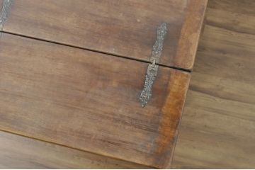 フランスアンティーク　希少な作り　バーチ材　ロートアイアンと天板のヒンジ金具が素敵なバタフライテーブル(サイドテーブル、エクステンションテーブル、2人掛け、4人掛け、作業台)(R-080825)