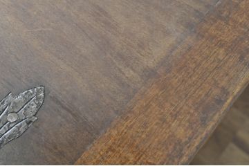 フランスアンティーク　希少な作り　バーチ材　ロートアイアンと天板のヒンジ金具が素敵なバタフライテーブル(サイドテーブル、エクステンションテーブル、2人掛け、4人掛け、作業台)(R-080825)