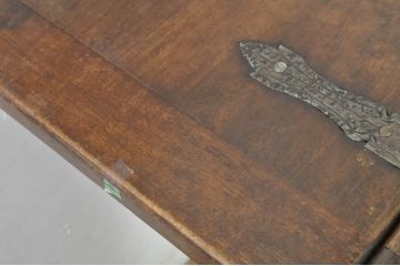 フランスアンティーク　希少な作り　バーチ材　ロートアイアンと天板のヒンジ金具が素敵なバタフライテーブル(サイドテーブル、エクステンションテーブル、2人掛け、4人掛け、作業台)(R-080825)