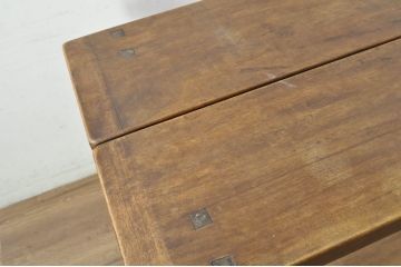 フランスアンティーク　希少な作り　バーチ材　ロートアイアンと天板のヒンジ金具が素敵なバタフライテーブル(サイドテーブル、エクステンションテーブル、2人掛け、4人掛け、作業台)(R-080825)