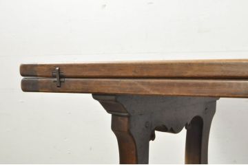フランスアンティーク　希少な作り　バーチ材　ロートアイアンと天板のヒンジ金具が素敵なバタフライテーブル(サイドテーブル、エクステンションテーブル、2人掛け、4人掛け、作業台)(R-080825)
