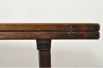 フランスアンティーク　希少な作り　バーチ材　ロートアイアンと天板のヒンジ金具が素敵なバタフライテーブル(サイドテーブル、エクステンションテーブル、2人掛け、4人掛け、作業台)(R-080825)