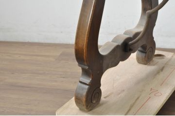 フランスアンティーク　希少な作り　バーチ材　ロートアイアンと天板のヒンジ金具が素敵なバタフライテーブル(サイドテーブル、エクステンションテーブル、2人掛け、4人掛け、作業台)(R-080825)