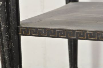 フランスアンティーク　ブラックペイント　天板大理石　美しい彫刻のサイドテーブル(カフェテーブル、コーヒーテーブル、ナイトテーブル、コンソールテーブル)(R-080828)