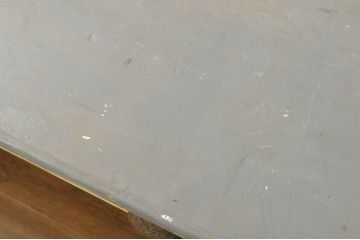 フランスアンティーク　ペイント仕上げ限定　特大!!　幅3.6m　シャビーな風合いがおしゃれな引き出し付き横長テーブル(6人掛け、ダイニングテーブル、作業台、ワークテーブル、ディスプレイテーブル、展示台、飾り台、店舗什器)(R-080830)
