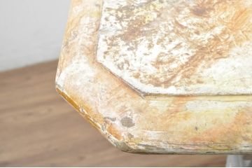 フランスアンティーク　天板栗(クリ)材・無垢材　マーブルペイントの大きな天板が目を引く特大テーブル(6人掛け、ダイニングテーブル、作業台、ワークテーブル、ディスプレイテーブル、展示台、飾り台、店舗什器)(R-080836)