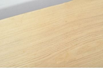 中古　オーダー製作品　鉄脚(アイアンレッグ)のすっきりとしたデザインが魅力的なタモ材一枚板の特大テーブル(食卓、4人掛け、6人掛け、ダイニングテーブル、作業台、ワークテーブル)(製作費約60万円)(R-080839)