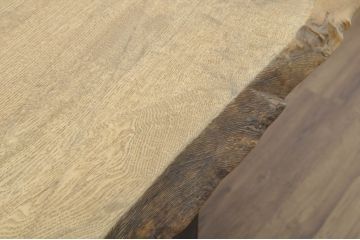 中古　ナチュラルな木色を活かした天板とすっきりとしたデザインが素敵な鉄脚(アイアンレッグ)のダイニングテーブル(食卓、4人掛け、6人掛け、作業台、ワークテーブル)(制作費約75万円)(R-080840)