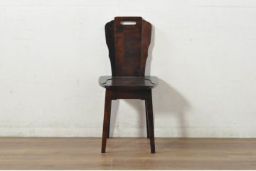中古　神居民芸家具　落ち着きのある色味と和モダンな雰囲気が魅力的なチェア(椅子、イス、ダイニングチェア、板座チェア)(R-080843)