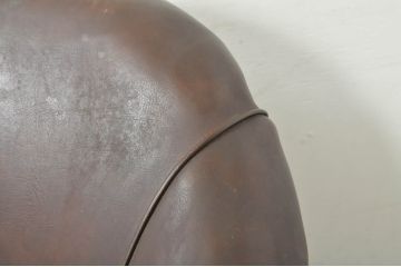 和製アンティーク　上手物!!　シックな色合いの本革?製の回転アームチェア(ドクターチェア、デスクチェア、回転イス、椅子、イス)(R-080844)