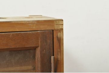和製アンティーク　古い木のシンプルなデザインのウォールキャビネット(戸棚、収納棚、飾り棚)(R-080847)