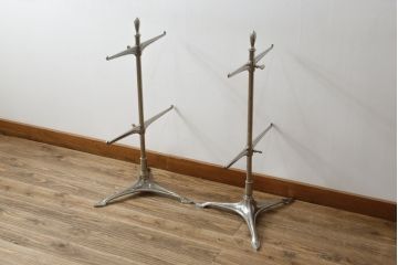フランスアンティーク　店舗什器におすすめ!真鍮(しんちゅう)フレーム　両面使いできるシンプルな佇まいの飾り棚(ガラス棚、陳列棚、展示台、シェルフ、ディスプレイラック、オープンラック)(R-080857)