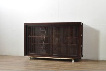 中古　タモ材　上質な和の空間を演出する水屋箪笥サイドボード(水屋箪笥、戸棚、収納棚、食器棚)(R-080860)