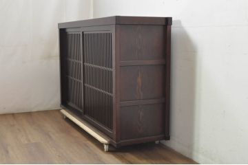 中古　タモ材　上質な和の空間を演出する水屋箪笥サイドボード(水屋箪笥、戸棚、収納棚、食器棚)(R-080860)