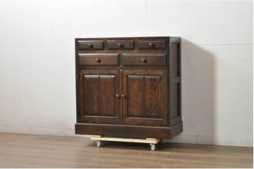 《天板取り付け加工費込み》　中古　北海道民芸家具　框組扉の端正なキャビネット　(R-080866)