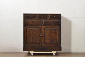 《天板取り付け加工費込み》　中古　北海道民芸家具　框組扉の端正なキャビネット　(R-080866)