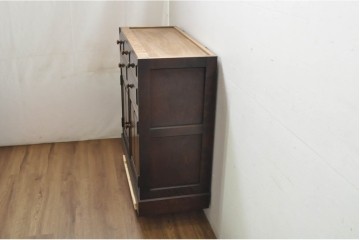 《天板取り付け加工費込み》　中古　北海道民芸家具　框組扉の端正なキャビネット　(R-080866)