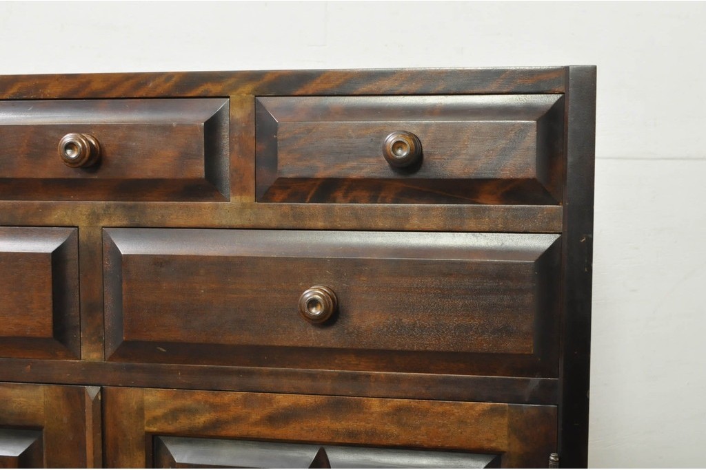 《天板取り付け加工費込み》　中古　北海道民芸家具　框組扉の端正なキャビネット　(R-080866)