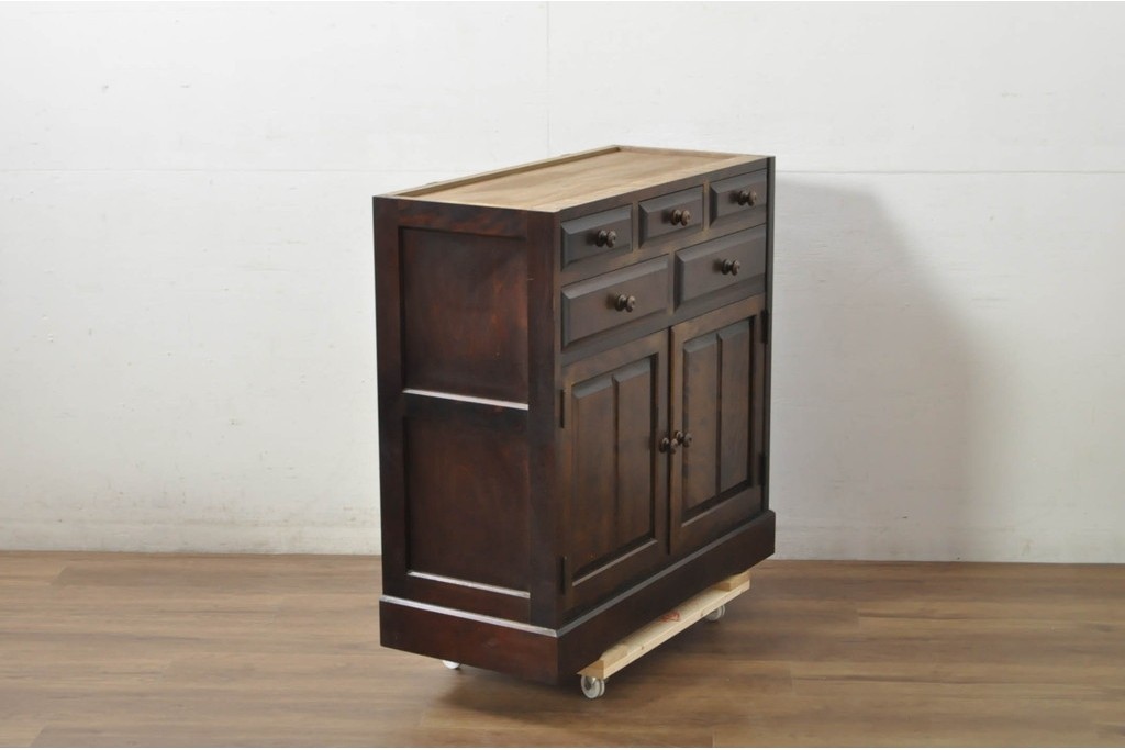 《天板取り付け加工費込み》　中古　北海道民芸家具　框組扉の端正なキャビネット　(R-080866)