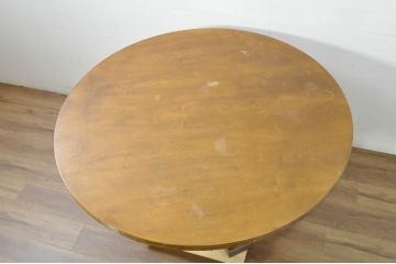 中古　スペイン　バロッサバレンティ(VARO,S.A. VALENTI)　艶やかな木肌と深みある色合いが魅力のラウンドダイニングテーブル(4人掛け、2人掛け、食卓、ラウンドテーブル、丸テーブル)(定価約70万円)(R-080870)
