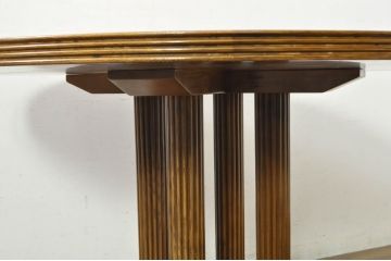 中古　スペイン　バロッサバレンティ(VARO,S.A. VALENTI)　艶やかな木肌と深みある色合いが魅力のラウンドダイニングテーブル(4人掛け、2人掛け、食卓、ラウンドテーブル、丸テーブル)(定価約70万円)(R-080870)