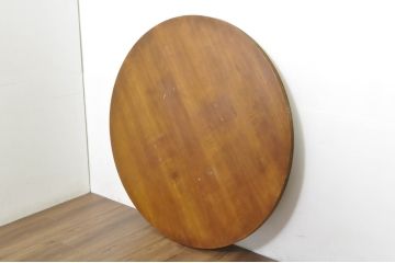中古　スペイン　バロッサバレンティ(VARO,S.A. VALENTI)　艶やかな木肌と深みある色合いが魅力のラウンドダイニングテーブル(4人掛け、2人掛け、食卓、ラウンドテーブル、丸テーブル)(定価約70万円)(R-080870)