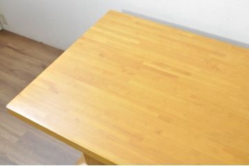 中古　ブランド家具　特注　オーダー品　天板極厚　タモ材　無垢　ナチュラルカラーが素敵な収納付きの特大テーブル(ダイニングテーブル、4人掛け、6人掛け、作業台、食卓、店舗什器)(R-080871)