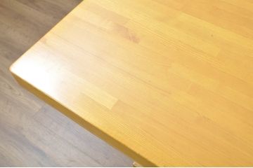 中古　ブランド家具　特注　オーダー品　天板極厚　タモ材　無垢　ナチュラルカラーが素敵な収納付きの特大テーブル(ダイニングテーブル、4人掛け、6人掛け、作業台、食卓、店舗什器)(R-080871)