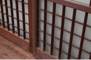 アンティーク建具　上手物　上質な和の空間を演出する凝った作りの高級ガラス窓4枚セット(ガラス戸、引き戸)(R-080875)