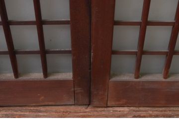 アンティーク建具　上手物　上質な和の空間を演出する凝った作りの高級ガラス窓4枚セット(ガラス戸、引き戸)(R-080875)