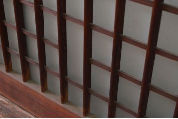 アンティーク建具　上手物　上質な和の空間を演出する凝った作りの高級ガラス窓4枚セット(ガラス戸、引き戸)(R-080875)