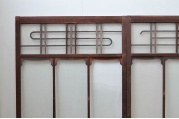 アンティーク建具　上手物　上質な和の空間を演出する凝った作りの高級ガラス窓4枚セット(ガラス戸、引き戸)(R-080875)